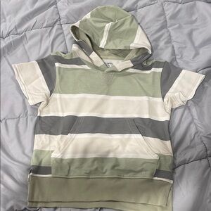 Kids Striped Hoodie - Green and Gray